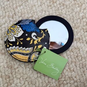 Vera Bradley Yellow Blue Black Floral Paisley Compact Mirror